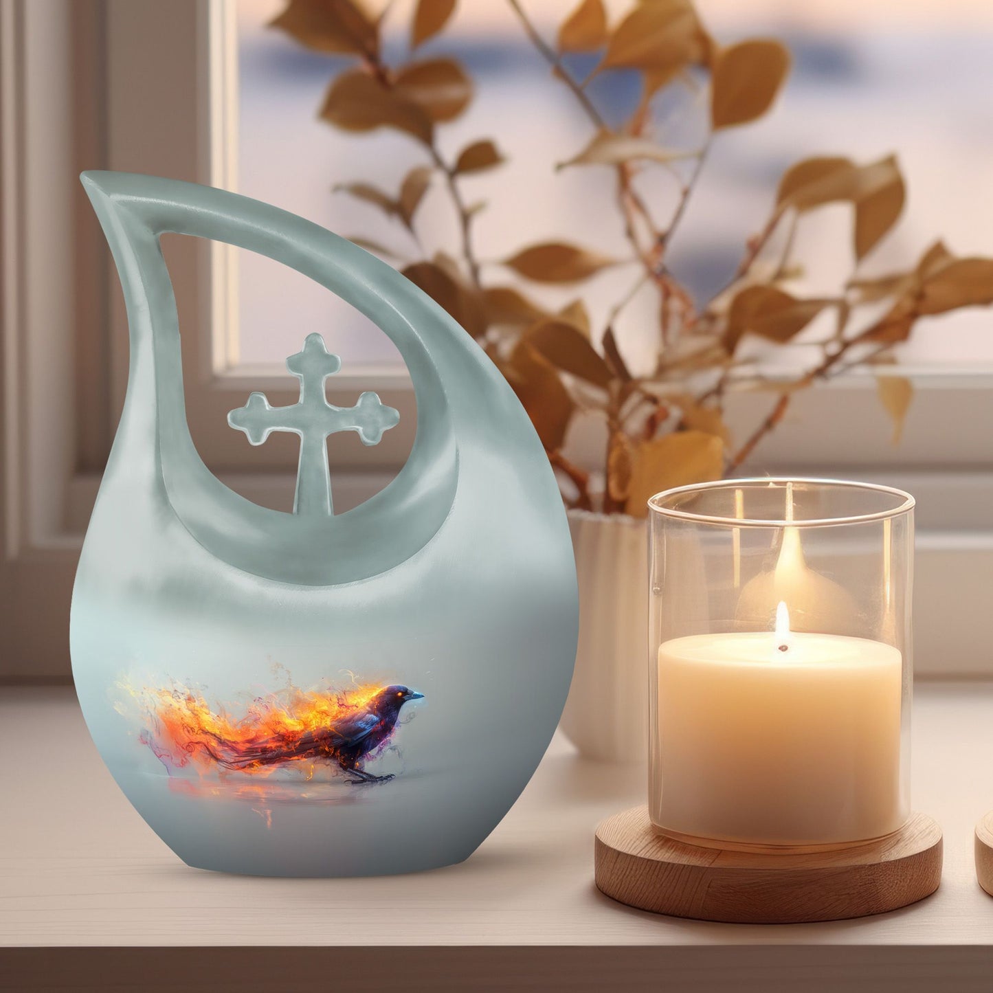 Affordable Fiery Raven Mirage Urn 