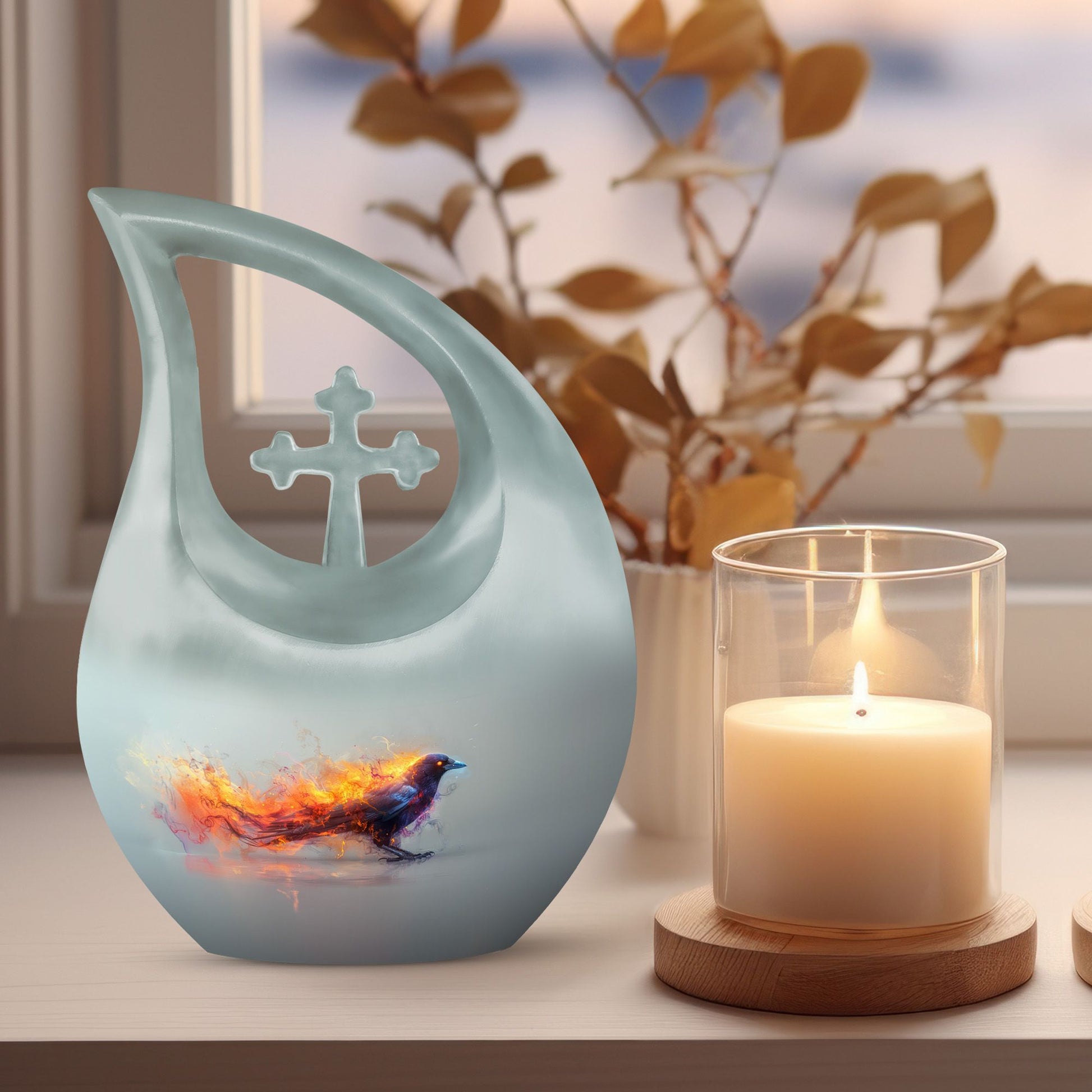 Affordable Fiery Raven Mirage Urn 
