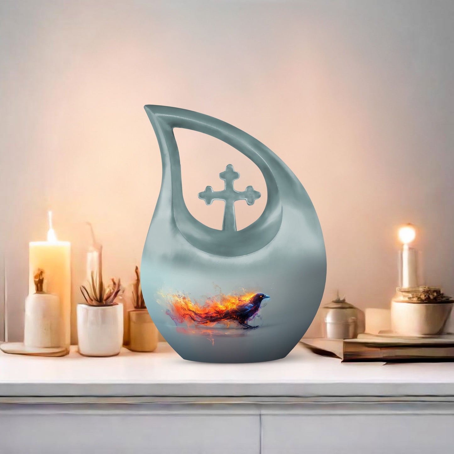 Affordable Fiery Raven Mirage Urn 