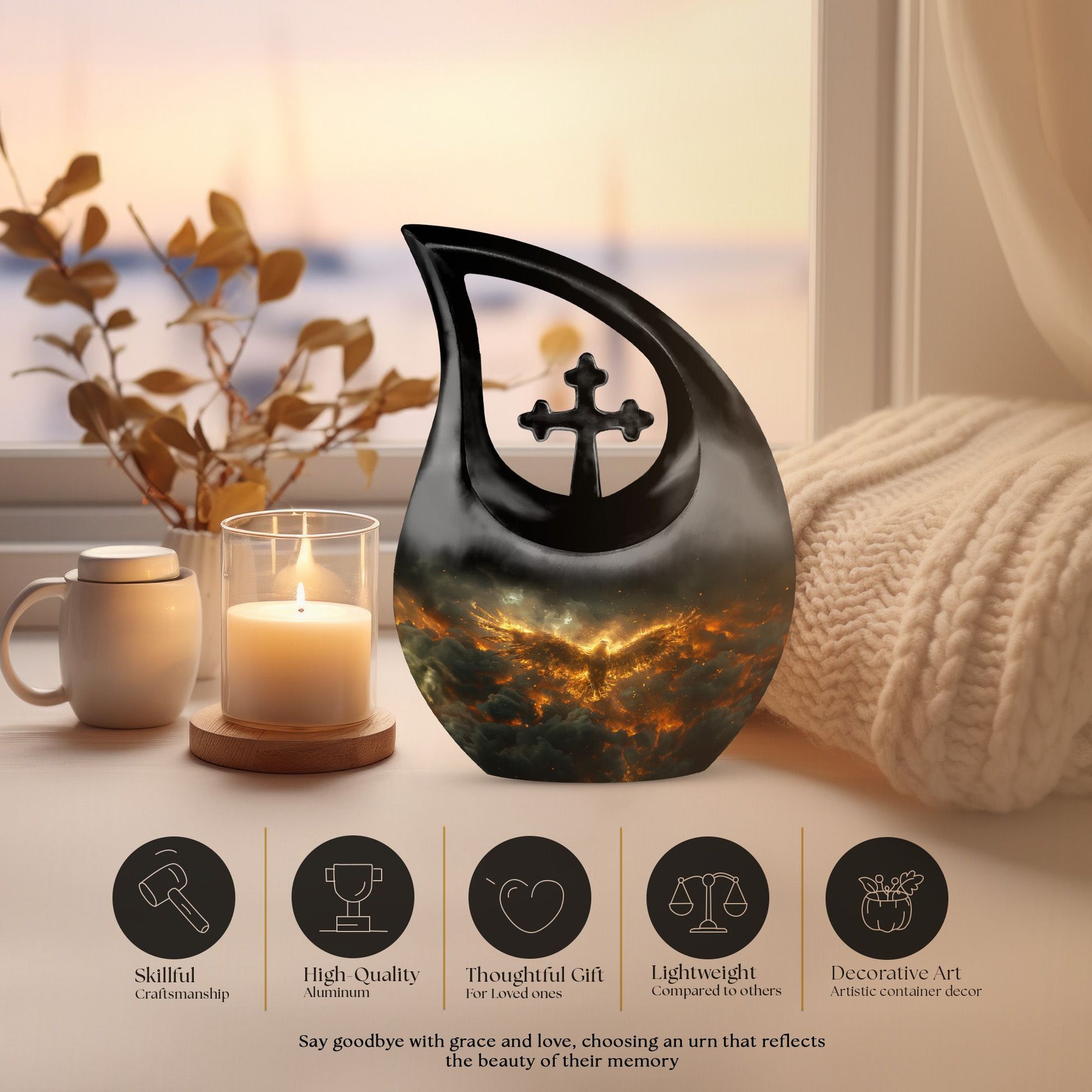 10-inch Phoenix Storm Rising urn