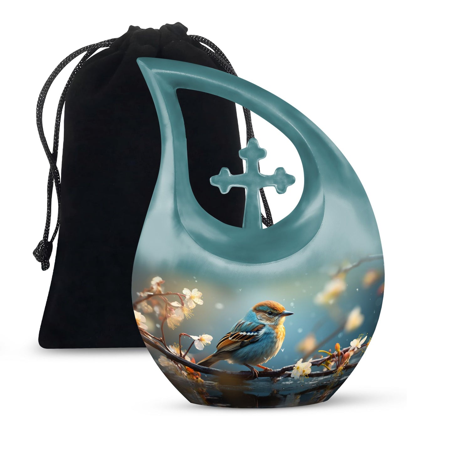 10-inch Tranquil Nature Serenade Cross Drop Urn 