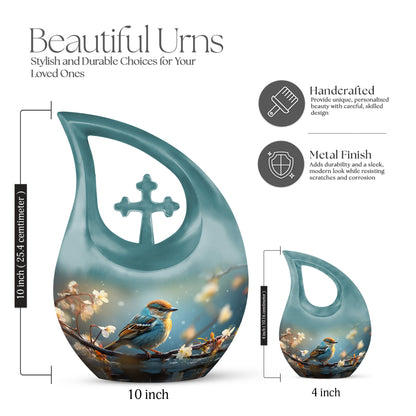 10-inch Tranquil Nature Serenade Cross Drop Urn 