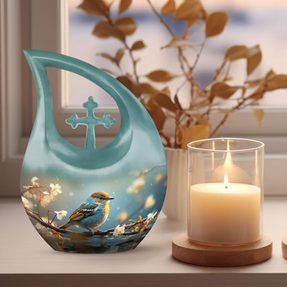 10-inch Tranquil Nature Serenade Cross Drop Urn 