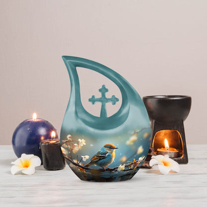 10-inch Tranquil Nature Serenade Cross Drop Urn 