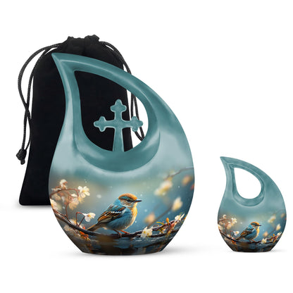 10-inch Tranquil Nature Serenade Cross Drop Urn 