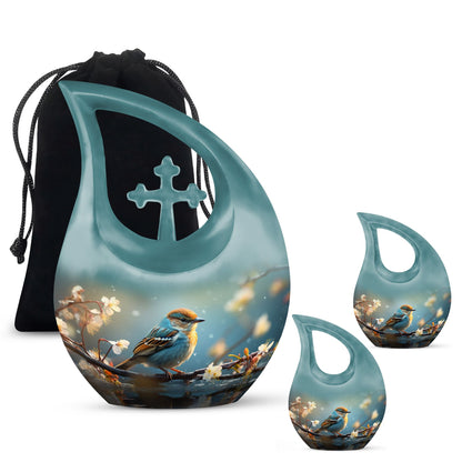 10-inch Tranquil Nature Serenade Cross Drop Urn 