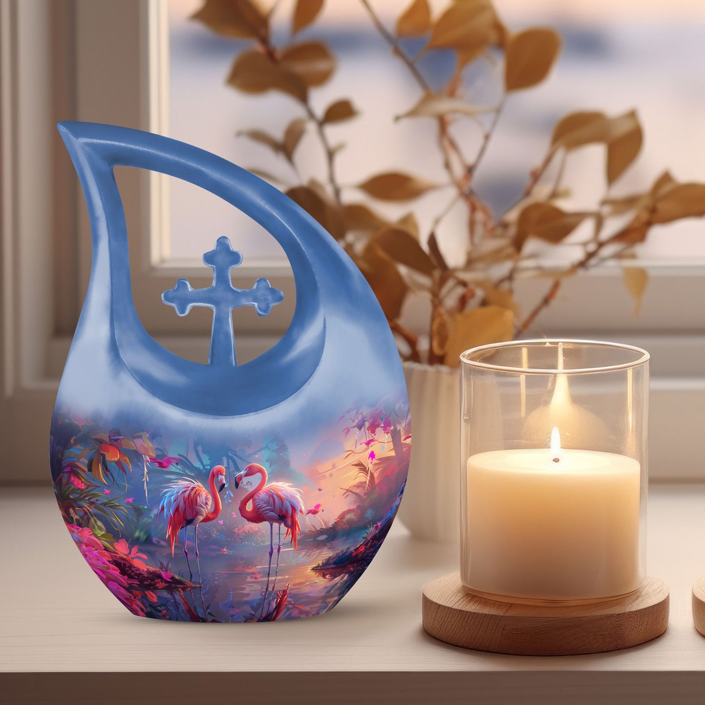 10-inch Tropical Flamingo Twilight Urn