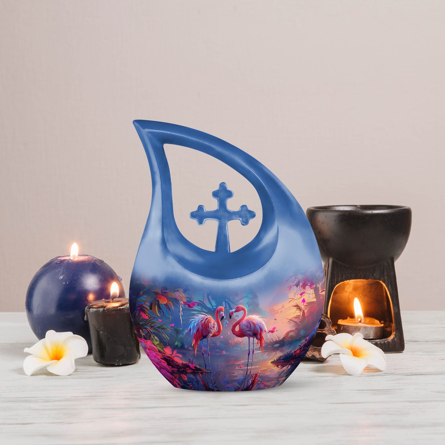 10-inch Tropical Flamingo Twilight Urn