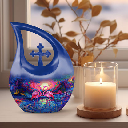 10-inch Vibrant Flamingo Fantasy Urn