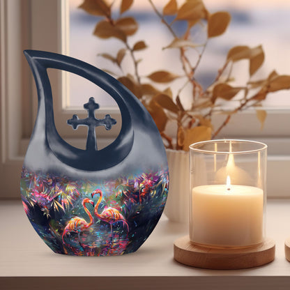 Extra large Crystal Garden Flamingo urn 