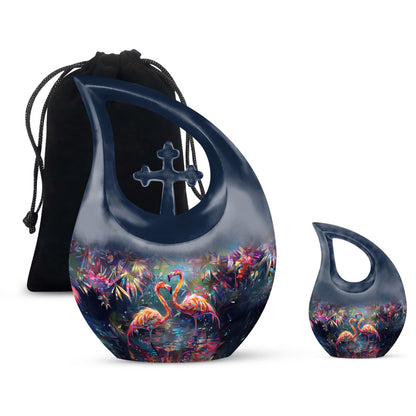 Extra large Crystal Garden Flamingo urn 