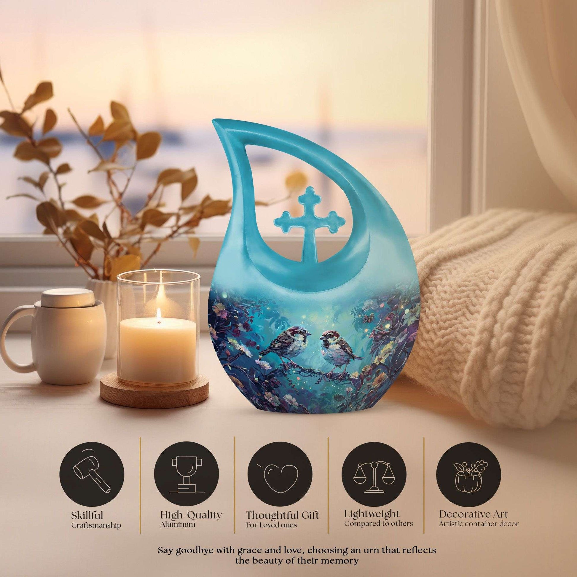 10-inch Enchanted Garden Sparrow Urn