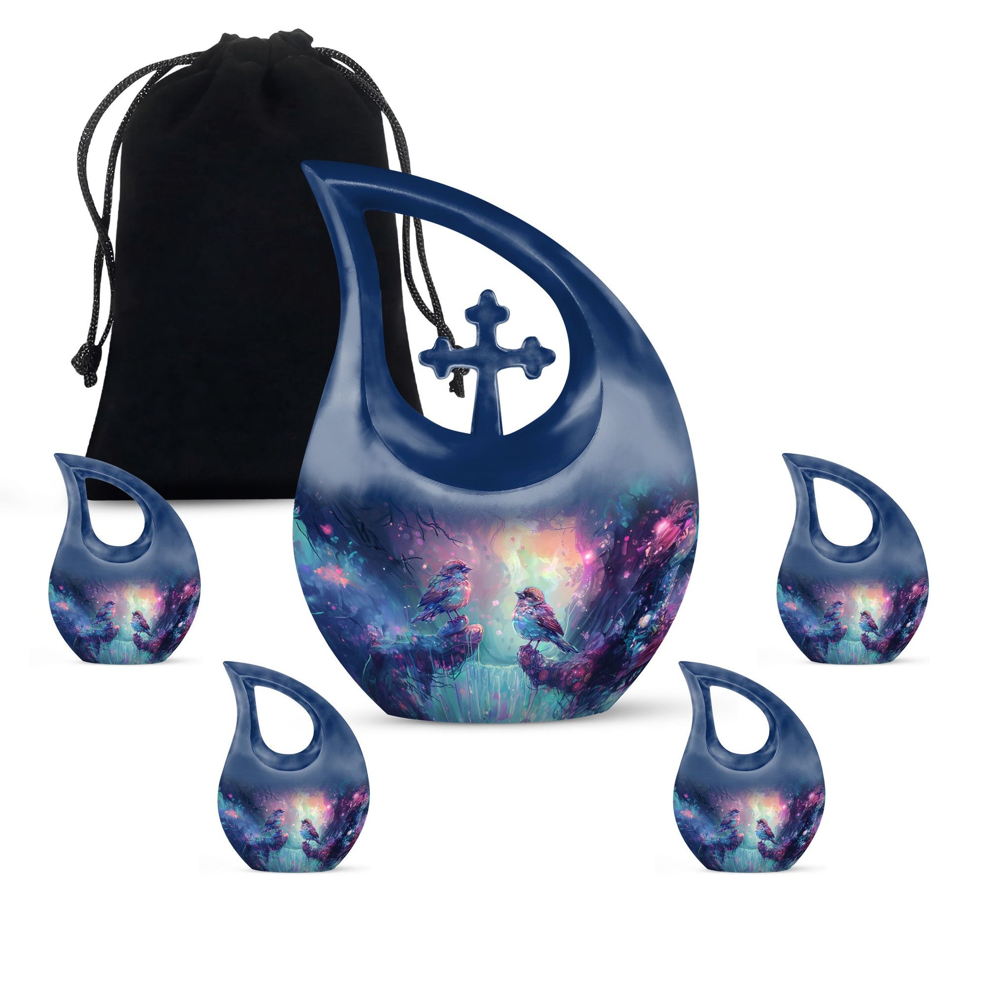 Colorful Birds Cremation Urn for Human Ashes For Mom and Dad