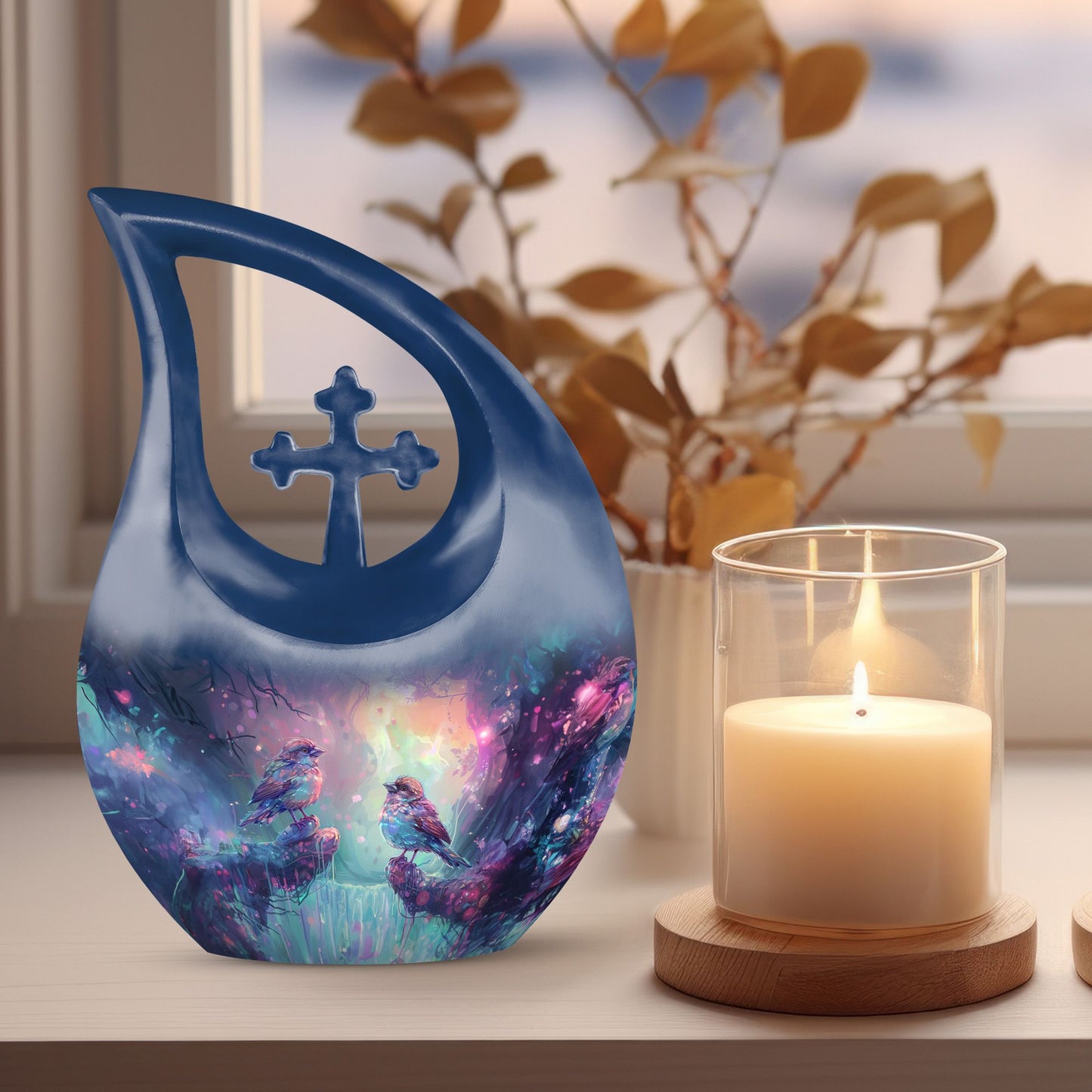 10-inch Magical Forest Sparrow Urn 