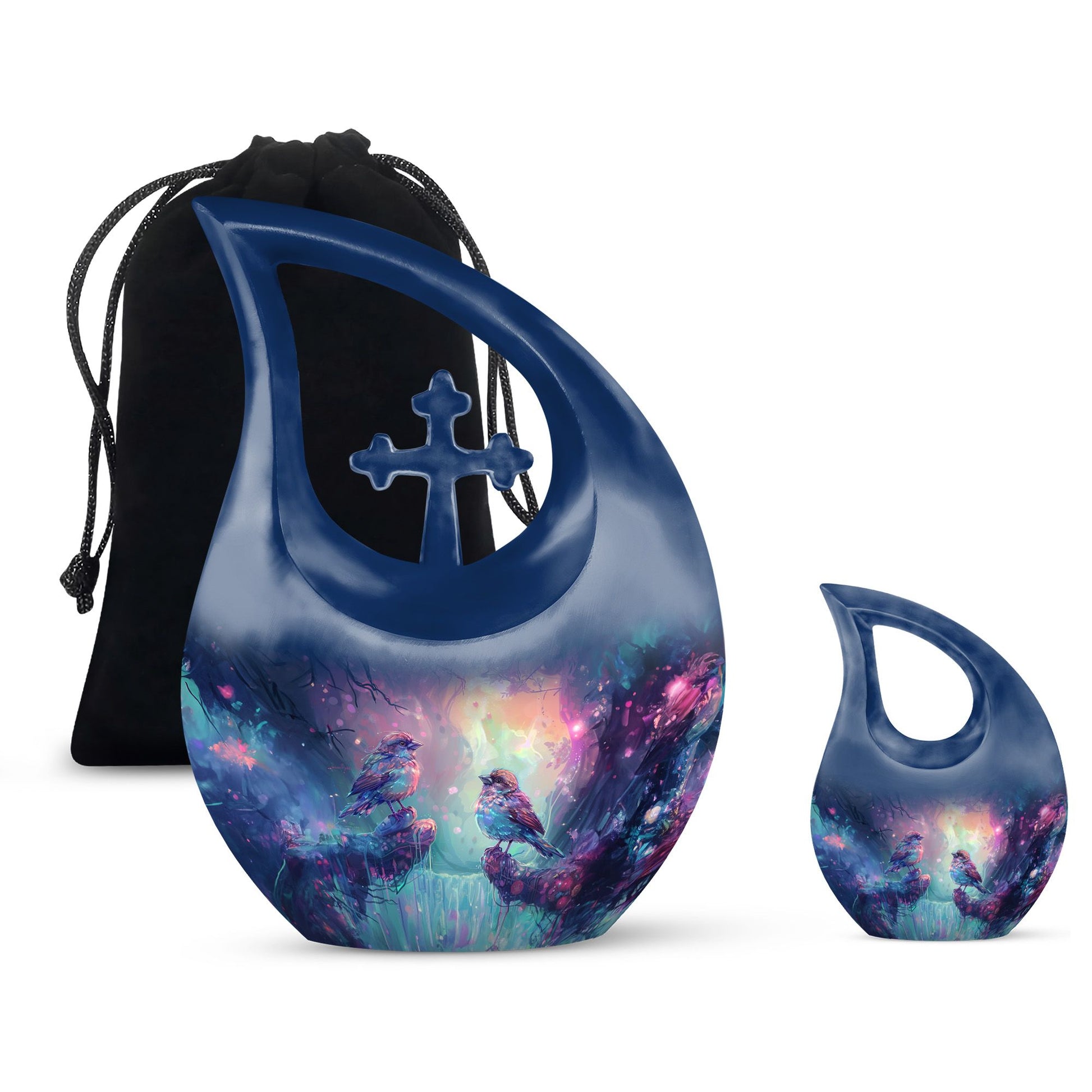 Colorful Birds Cremation Urn for Human Ashes For Mom and Dad