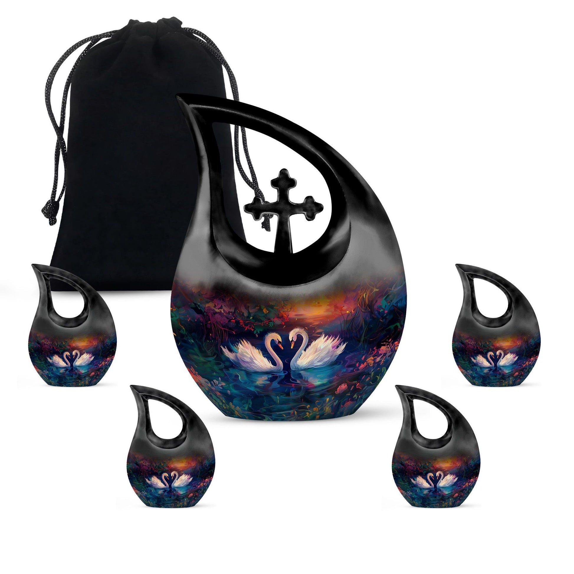 Sunset Swan Cremation Urn for Human Ashes - Urn For Men & Women