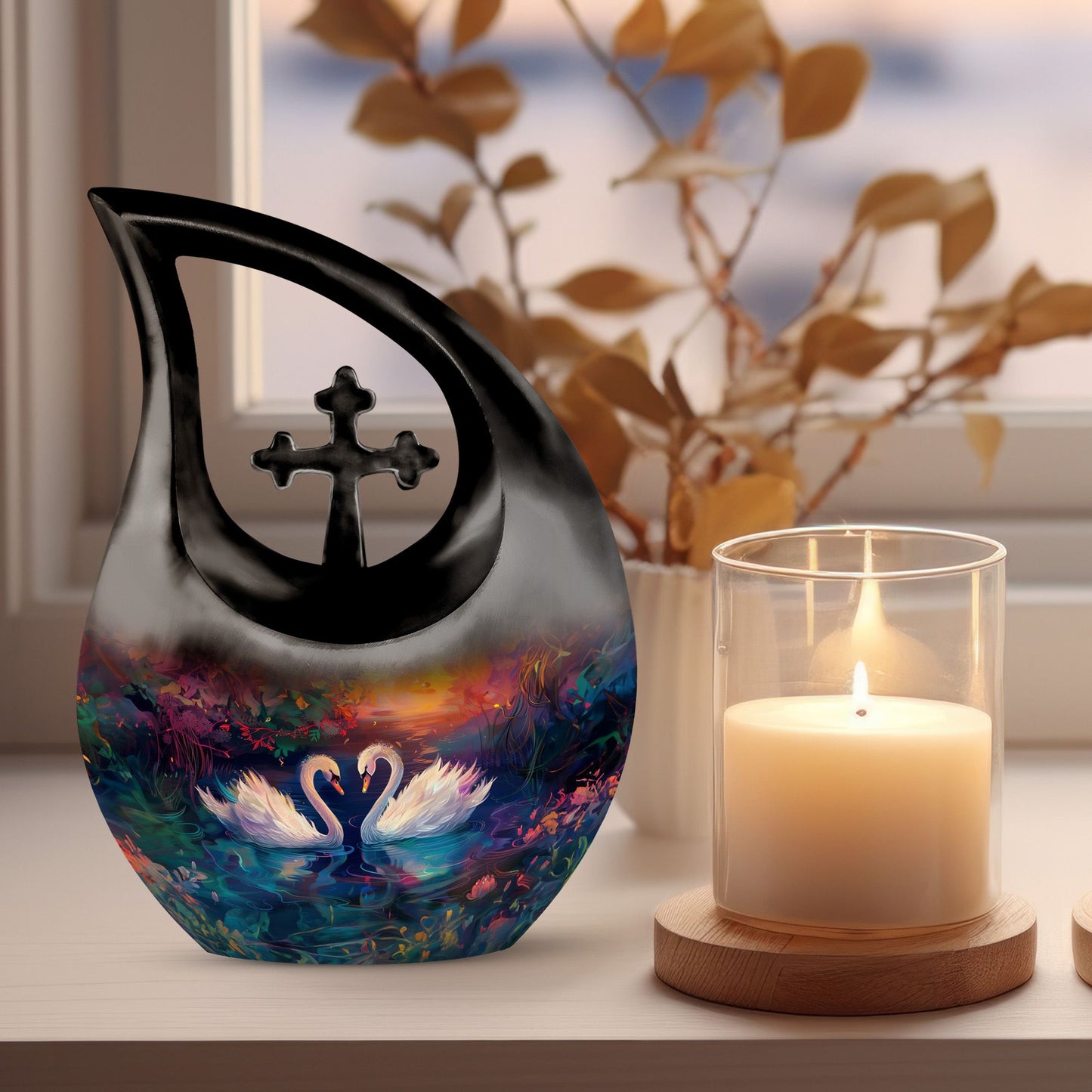 Sunset Swans Harmony Urn, 