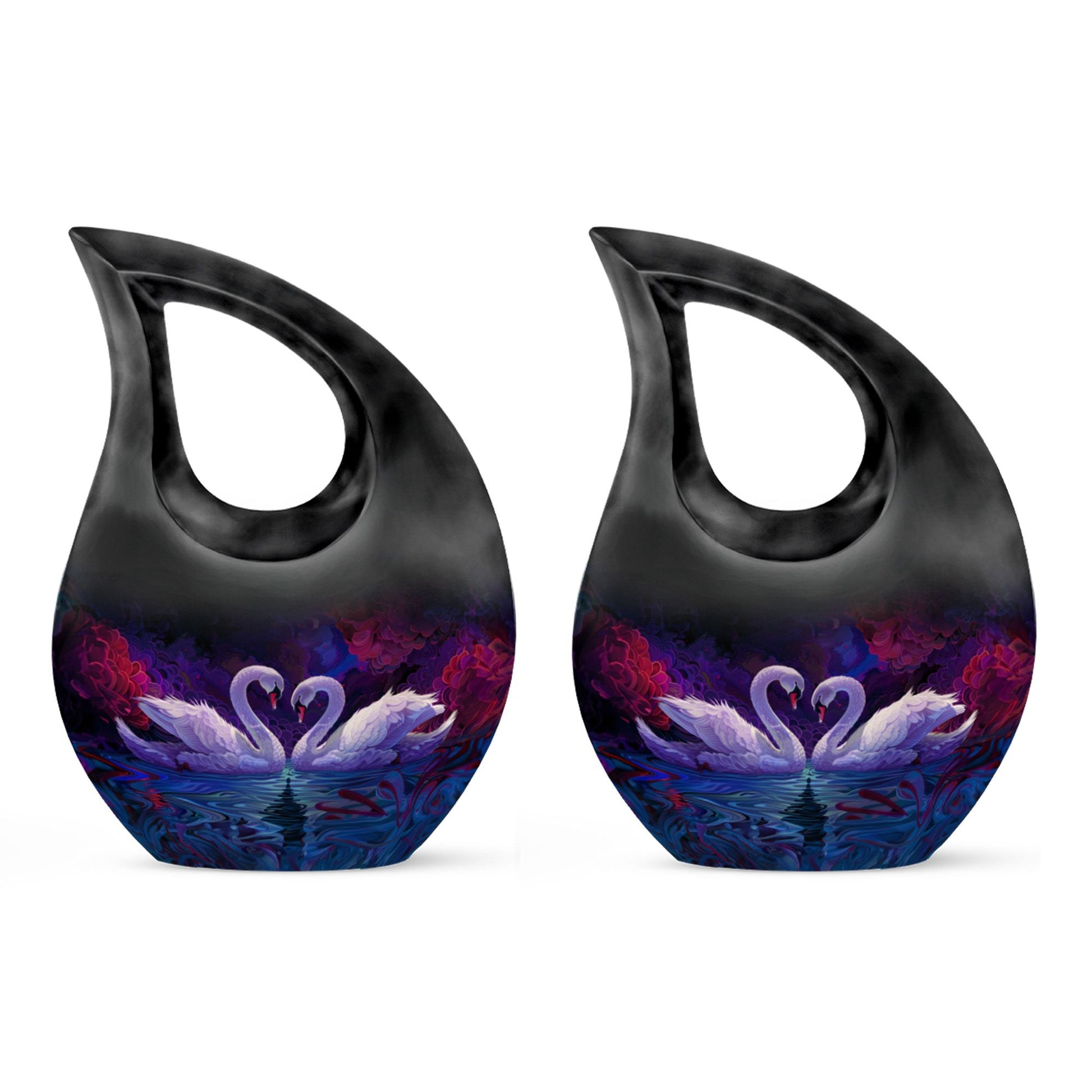Dual Swan Cremation Urns For Human Ashes - Burial Urns For Adult