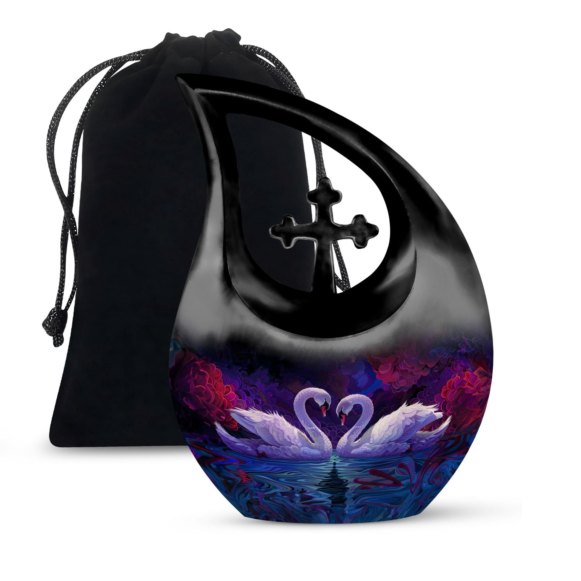 Dual Swan Cremation Urns For Human Ashes - Burial Urns For Adult