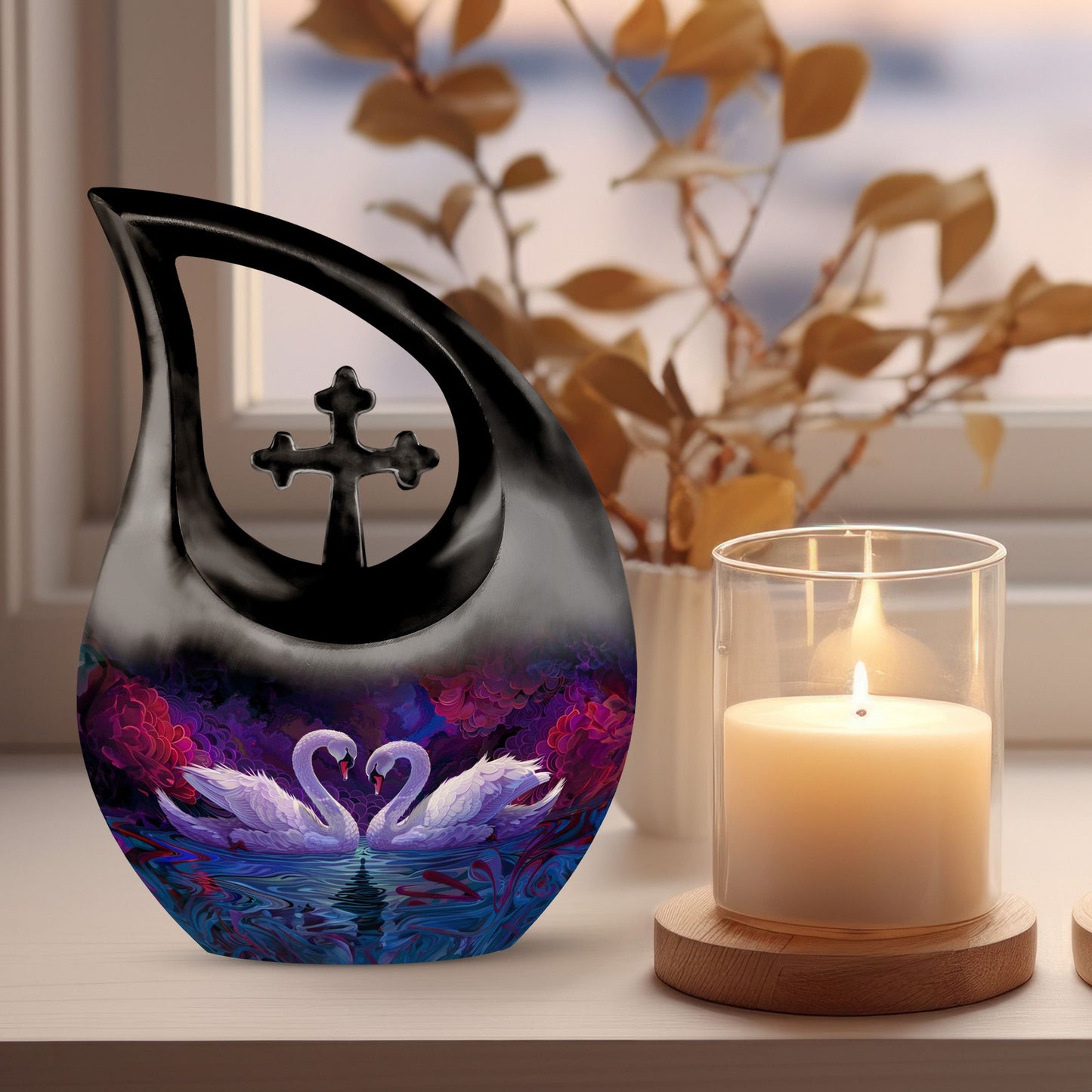 Mystical Swan Reflections Urn