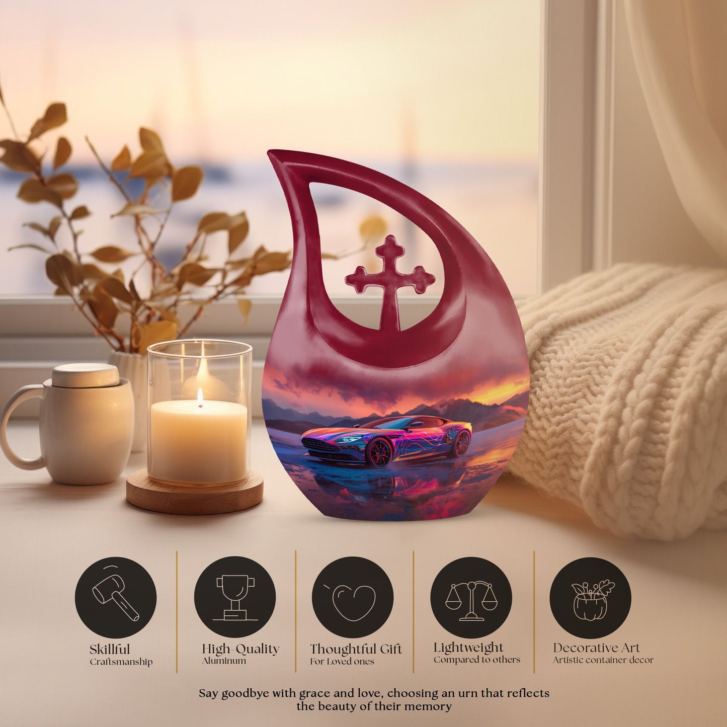 10-inch Neon Sunset Dreamscape Urn 