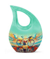 Teal Bicycle Cremation Urns For Human Ashes - Funeral Urns For Adult