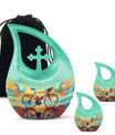 Teal Bicycle Cremation Urns For Human Ashes - Funeral Urns For Adult