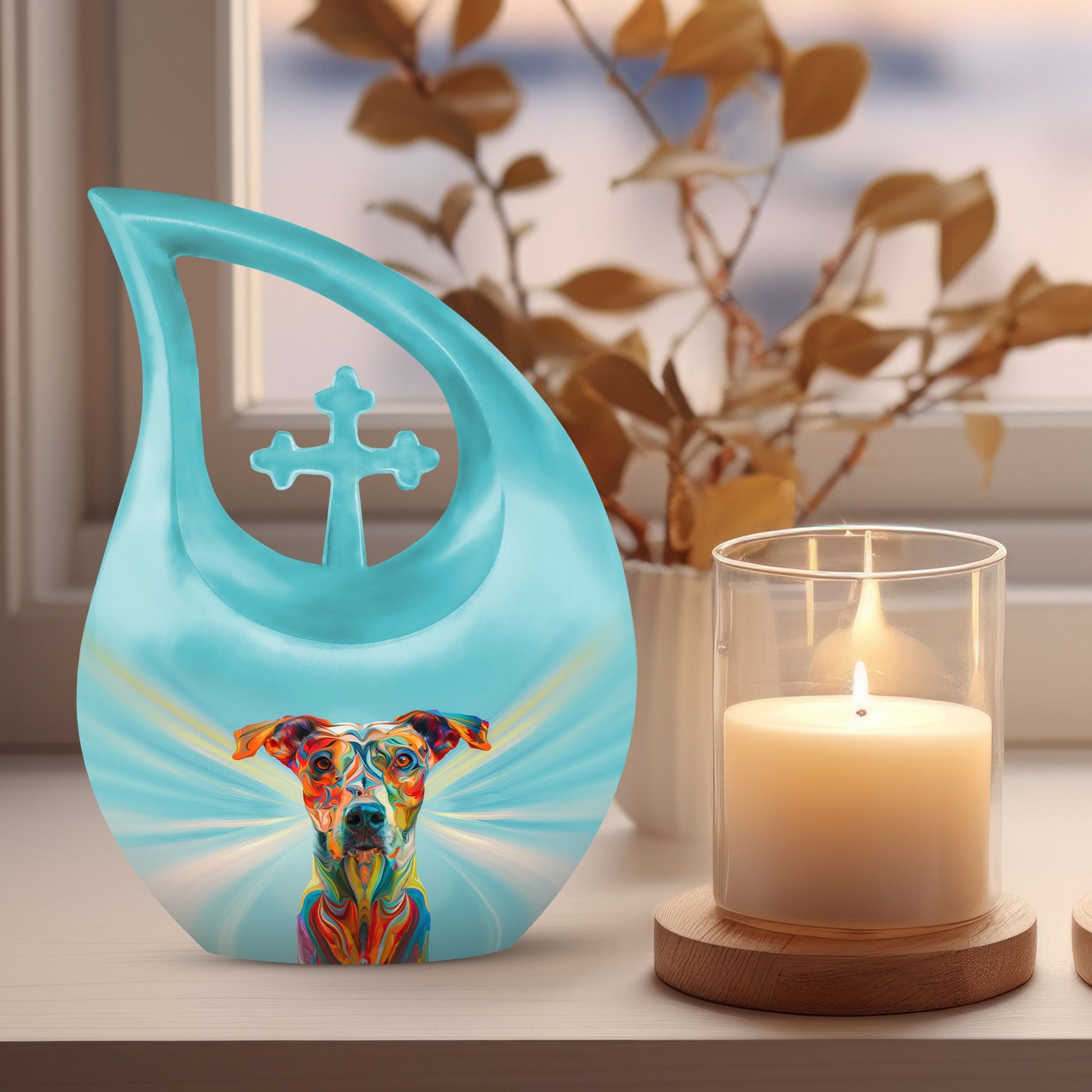 10 inches Psychedelic Canine Burst Urn, 