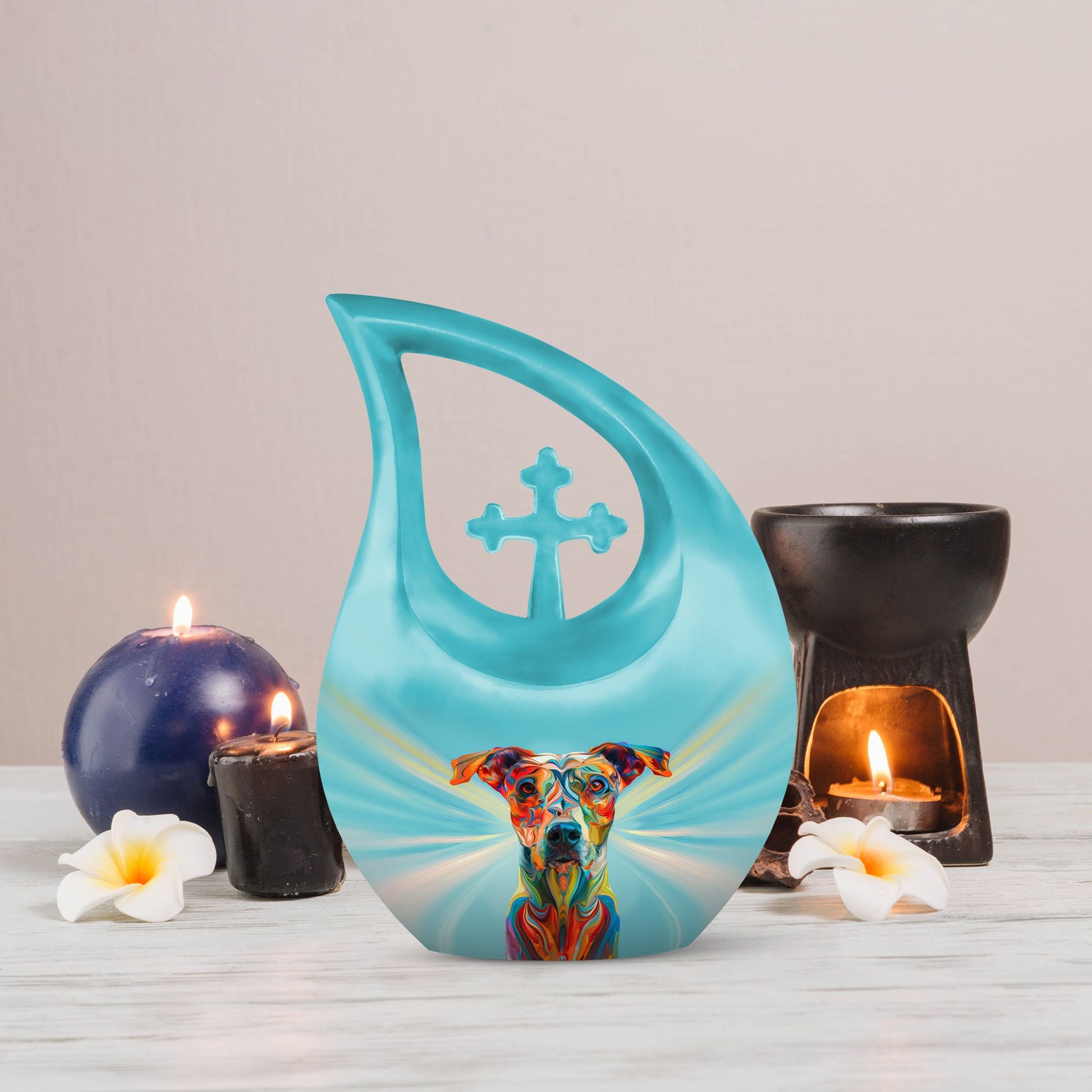 10 inches Psychedelic Canine Burst Urn, 