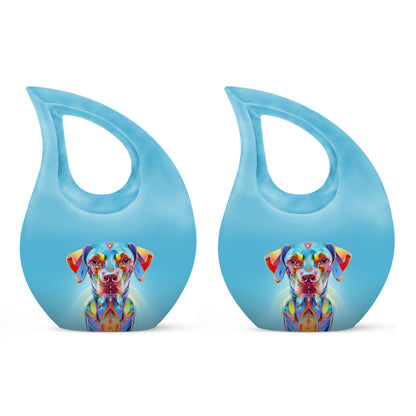 Vibrant Spectrum Dog-themed Cross Drop Small Decorative Urn 