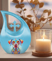 Vibrant Spectrum Dog-themed Cross Drop Small Decorative Urn 