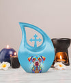 Vibrant Spectrum Dog-themed Cross Drop Small Decorative Urn 