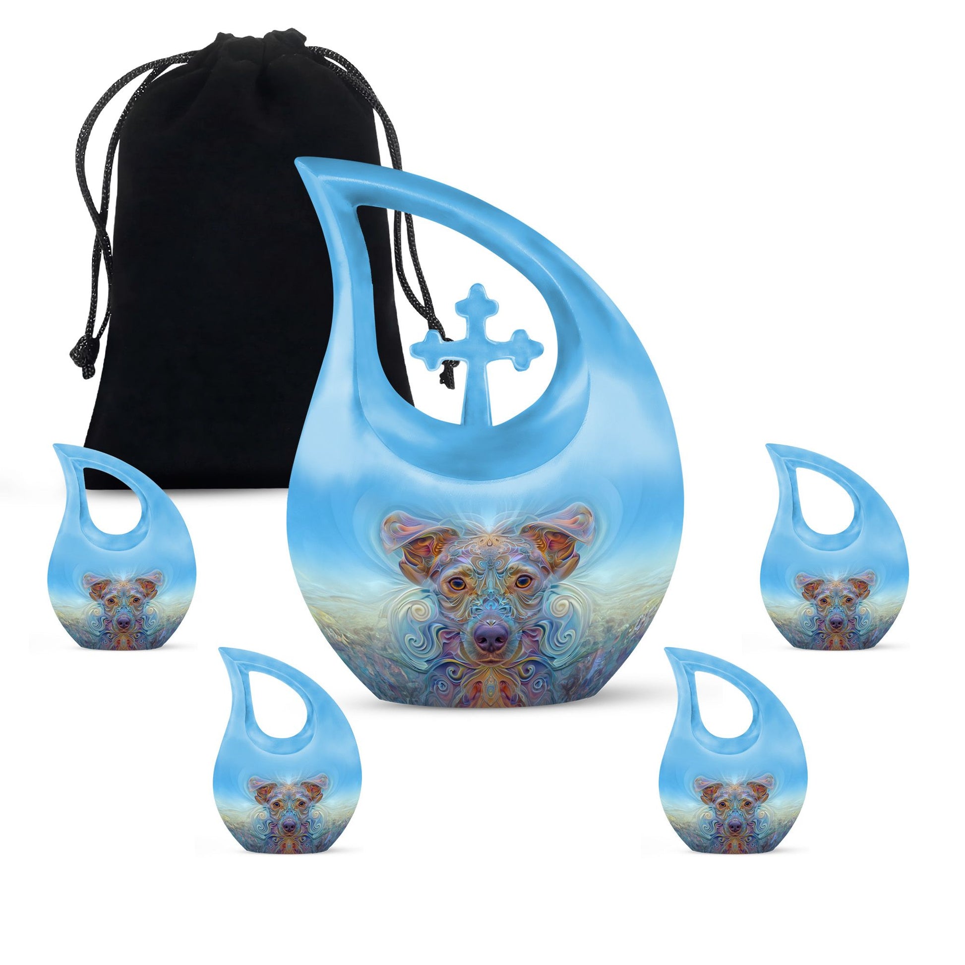 10-inch Cross Drop-designed Ethereal Canine Dreamscape urnengraving options