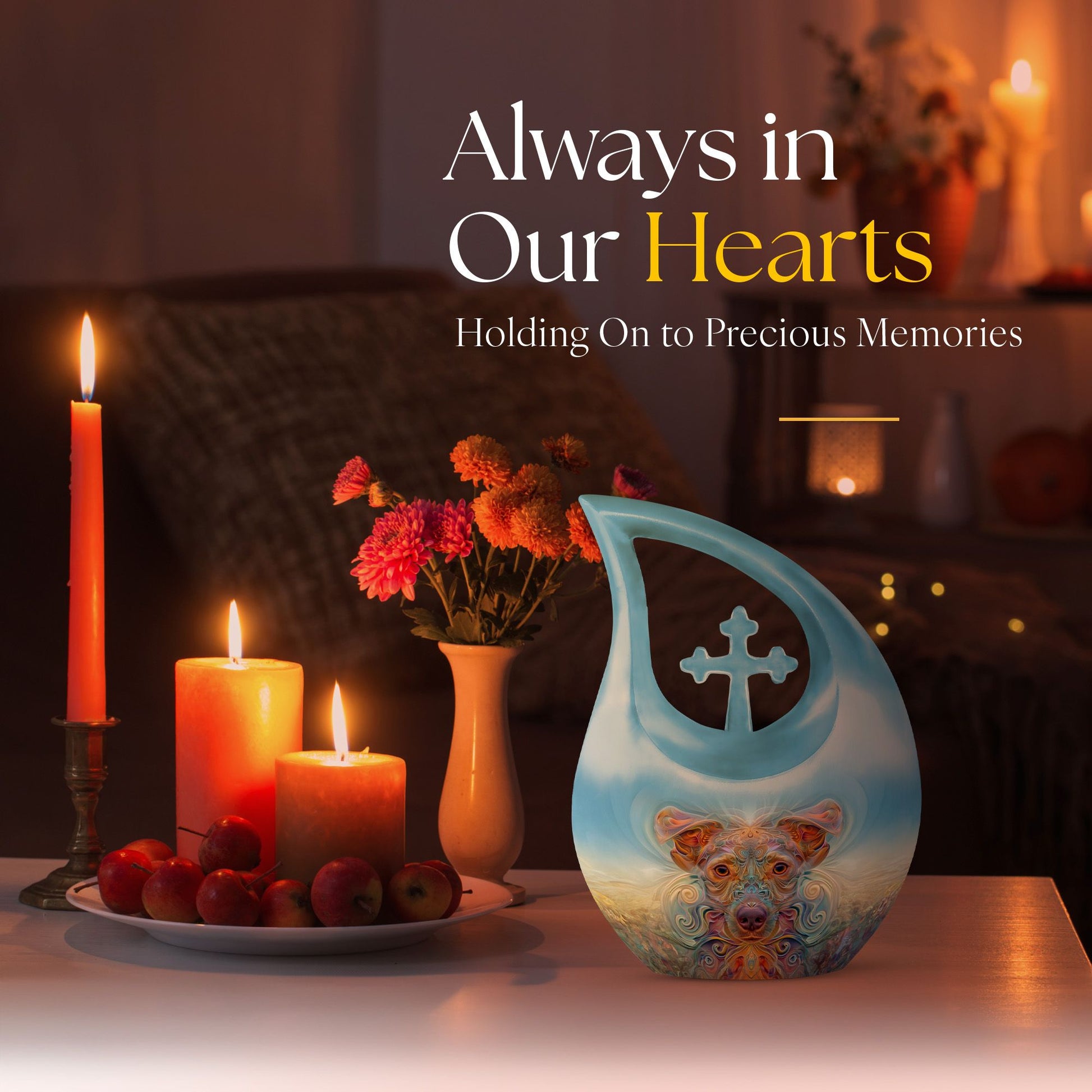 10-inch Cross Drop-designed Ethereal Canine Dreamscape urnengraving options