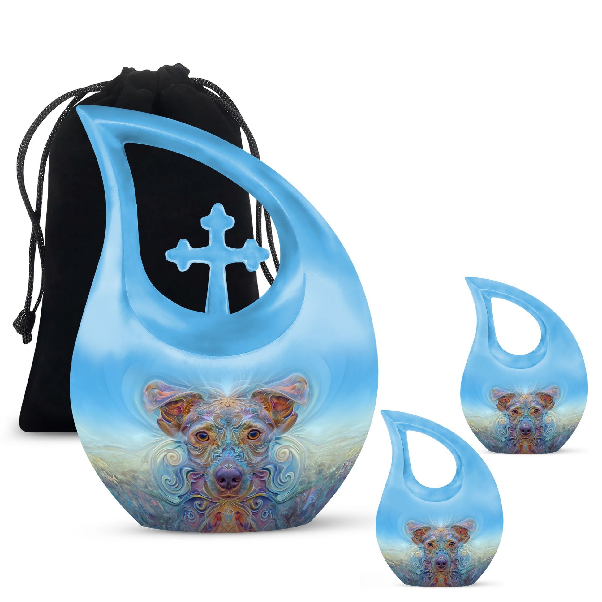 10-inch Cross Drop-designed Ethereal Canine Dreamscape urnengraving options
