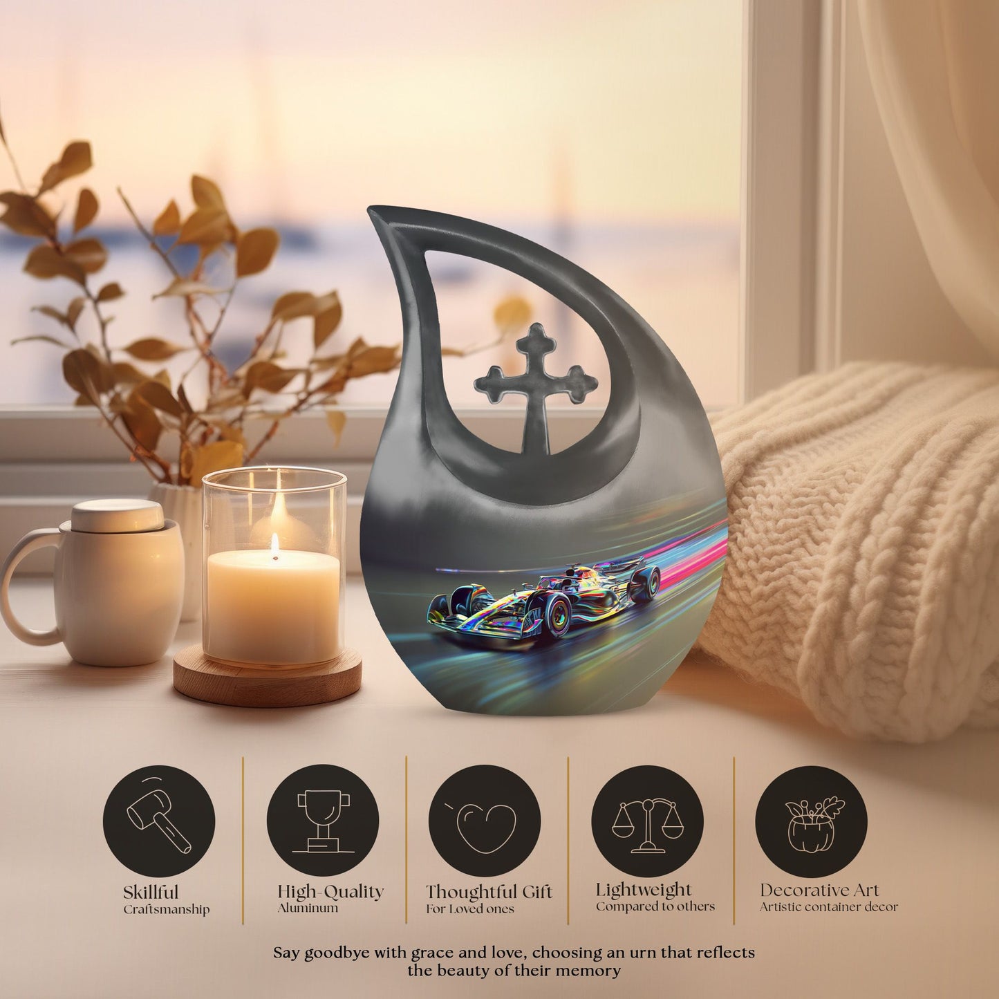 Chromatic Velocity Surge Aluminium Metal Memorial Urn