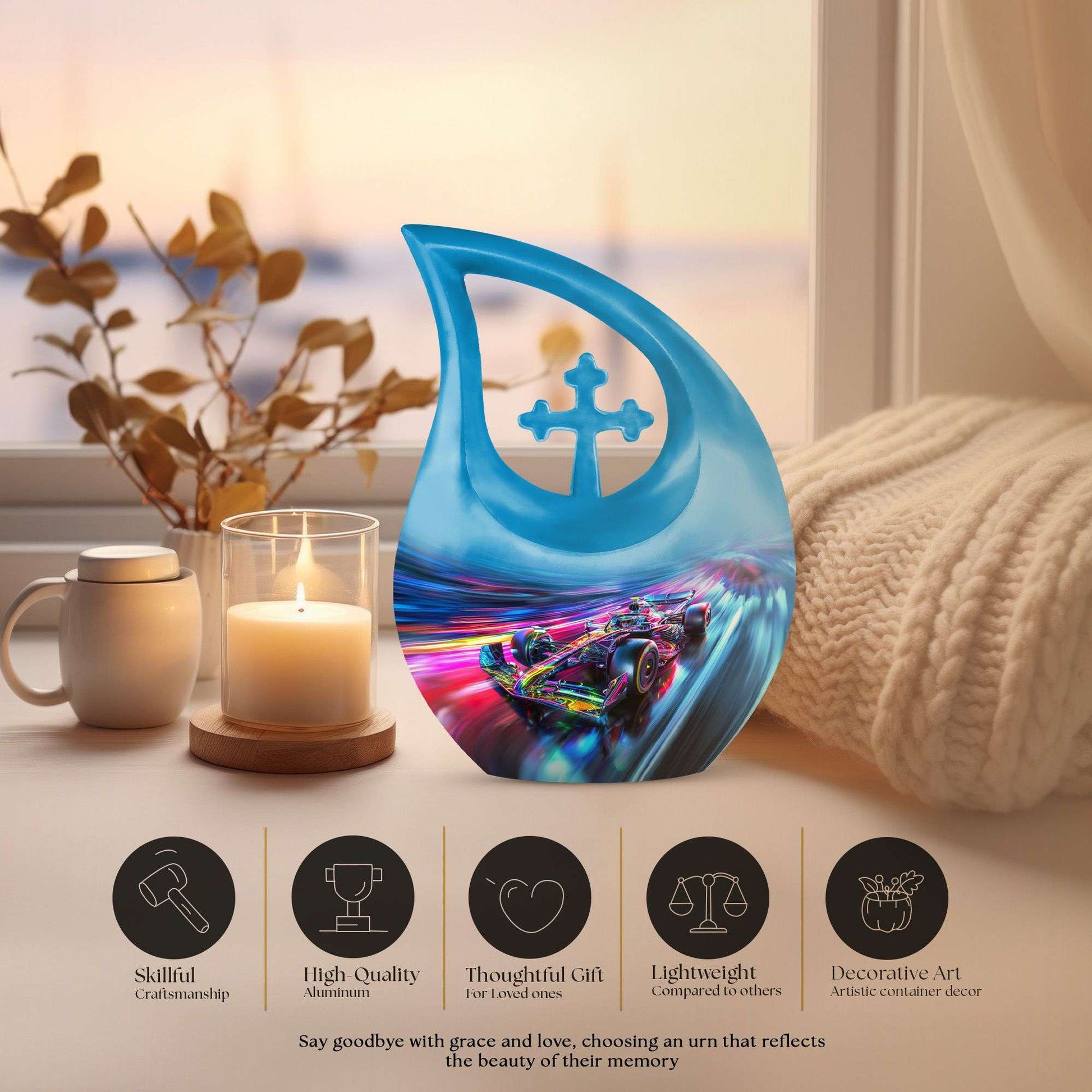 10-Inch Neon Warp Speed Cross Drop Urn, 