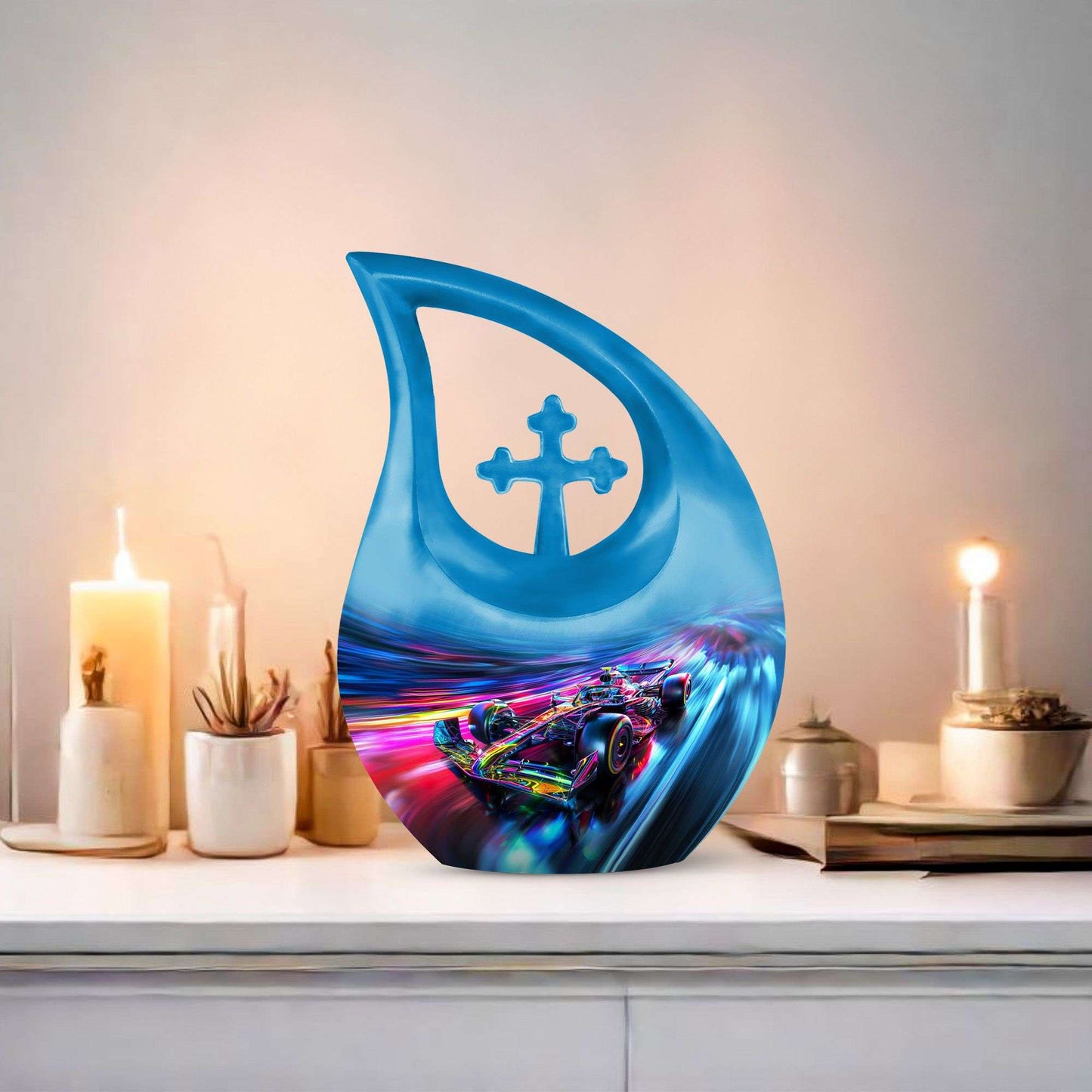 10-Inch Neon Warp Speed Cross Drop Urn, 