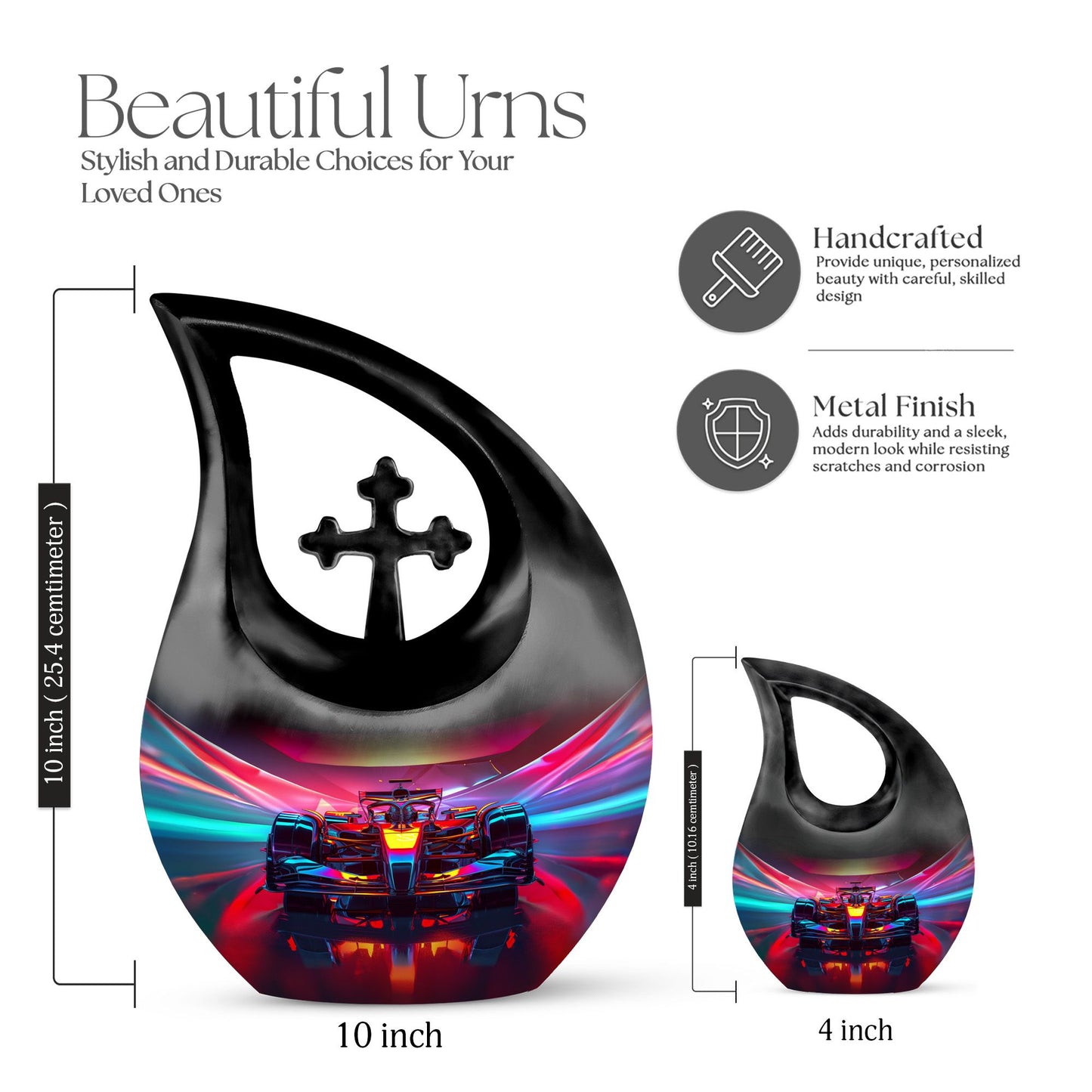 10-inch Luminous Velocity Tunnel Urn with Cross Drop 