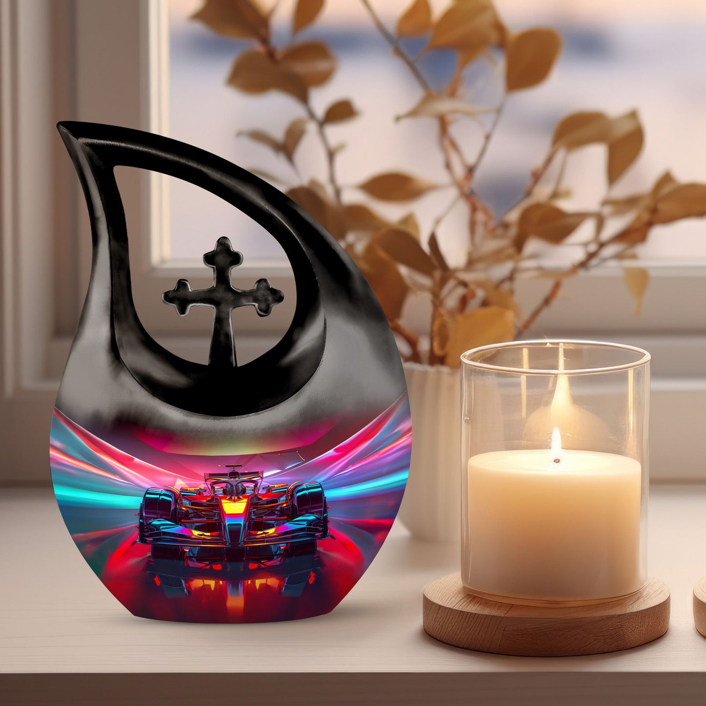 10-inch Luminous Velocity Tunnel Urn with Cross Drop 