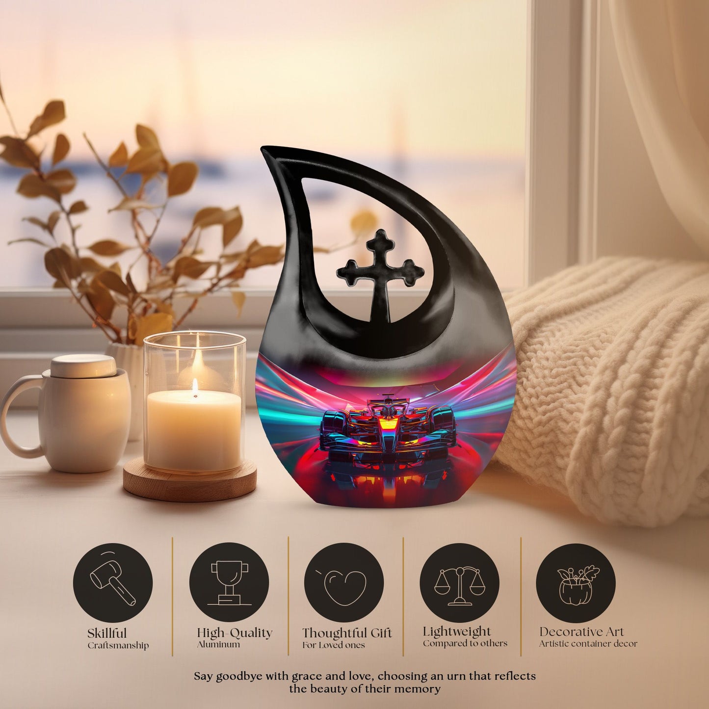 10-inch Luminous Velocity Tunnel Urn with Cross Drop 
