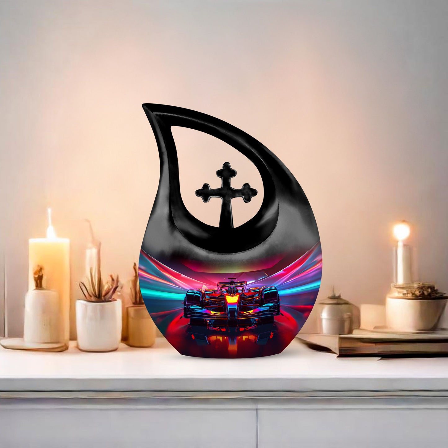 10-inch Luminous Velocity Tunnel Urn with Cross Drop 
