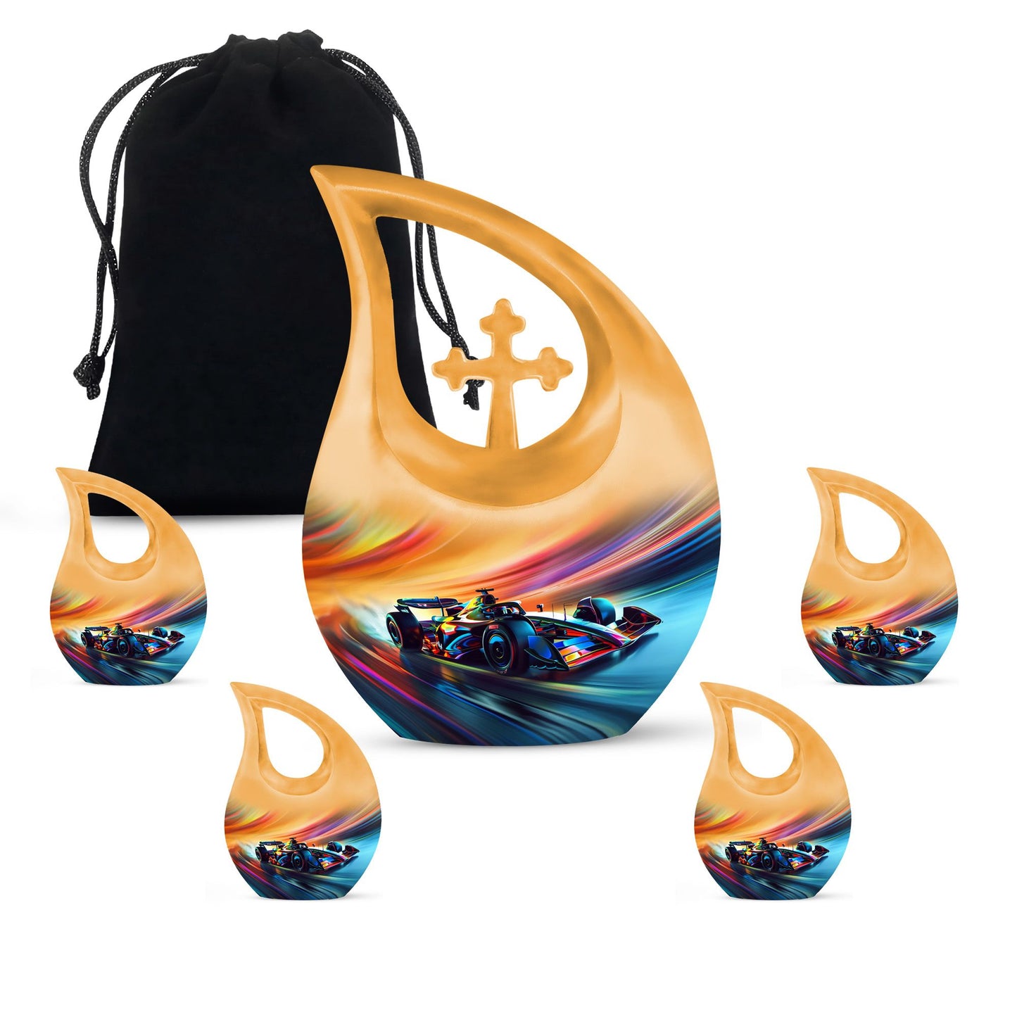 10-inch Color Swirl Speed Aluminium Cross Drop Memorial urn