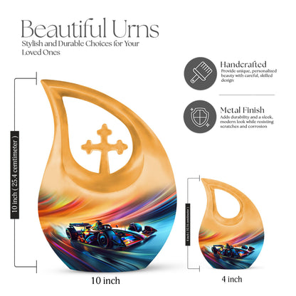 10-inch Color Swirl Speed Aluminium Cross Drop Memorial urn