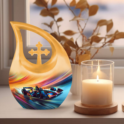 10-inch Color Swirl Speed Aluminium Cross Drop Memorial urn