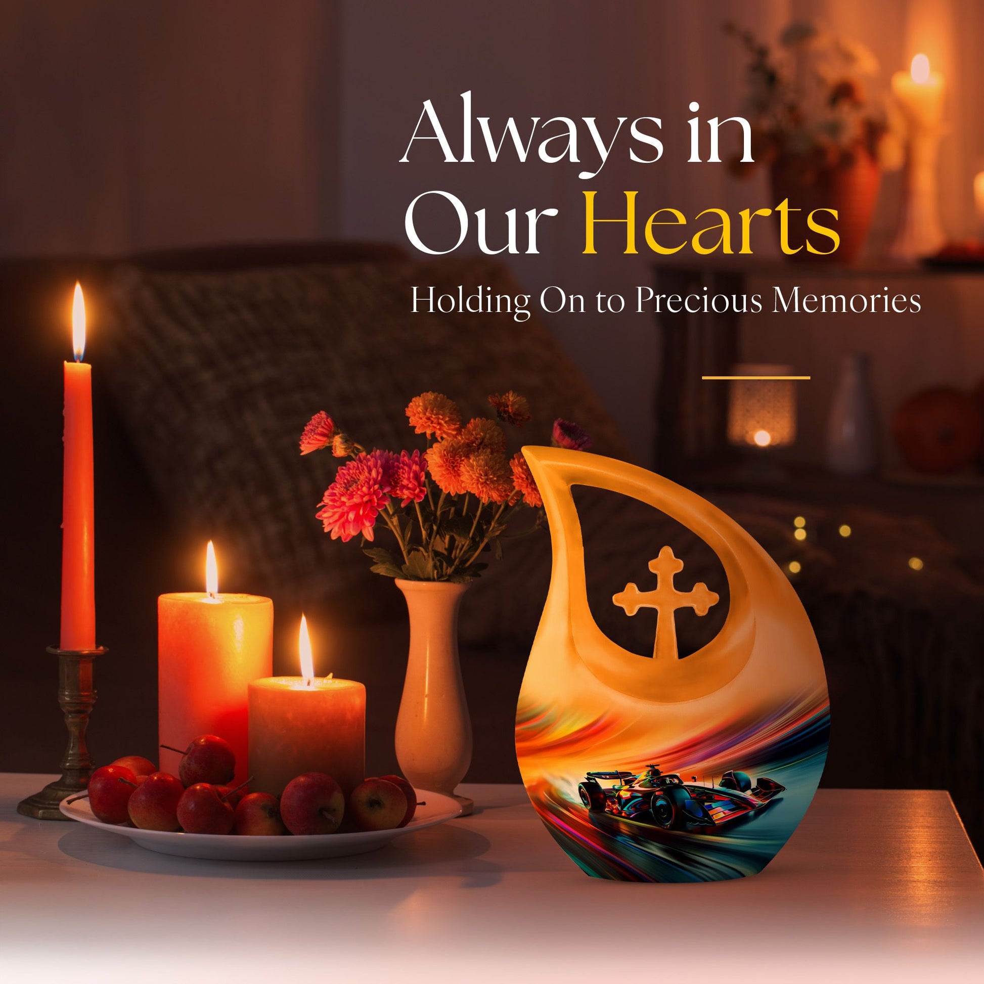10-inch Color Swirl Speed Aluminium Cross Drop Memorial urn