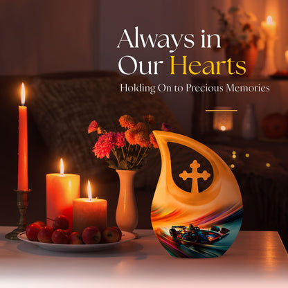 10-inch Color Swirl Speed Aluminium Cross Drop Memorial urn