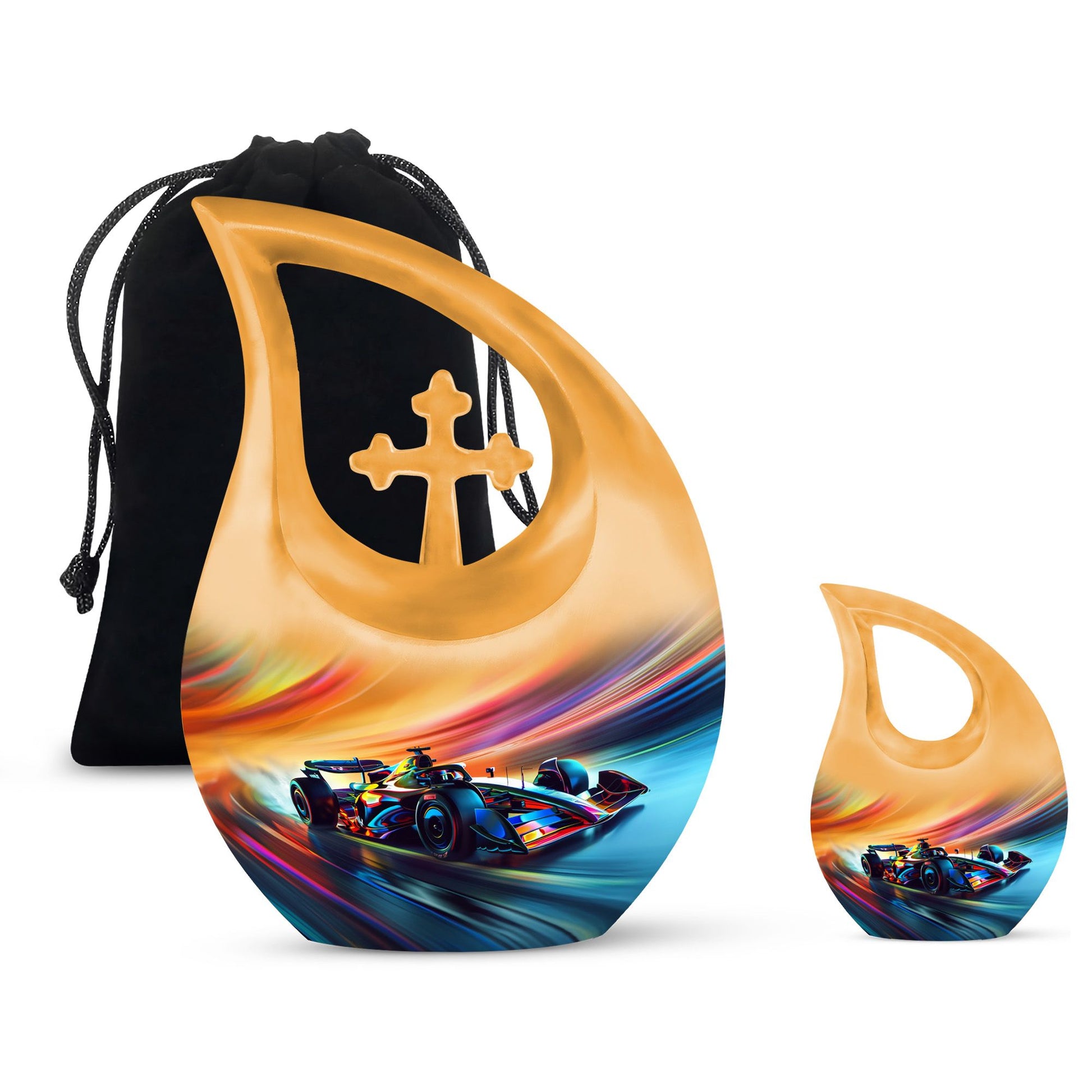 10-inch Color Swirl Speed Aluminium Cross Drop Memorial urn