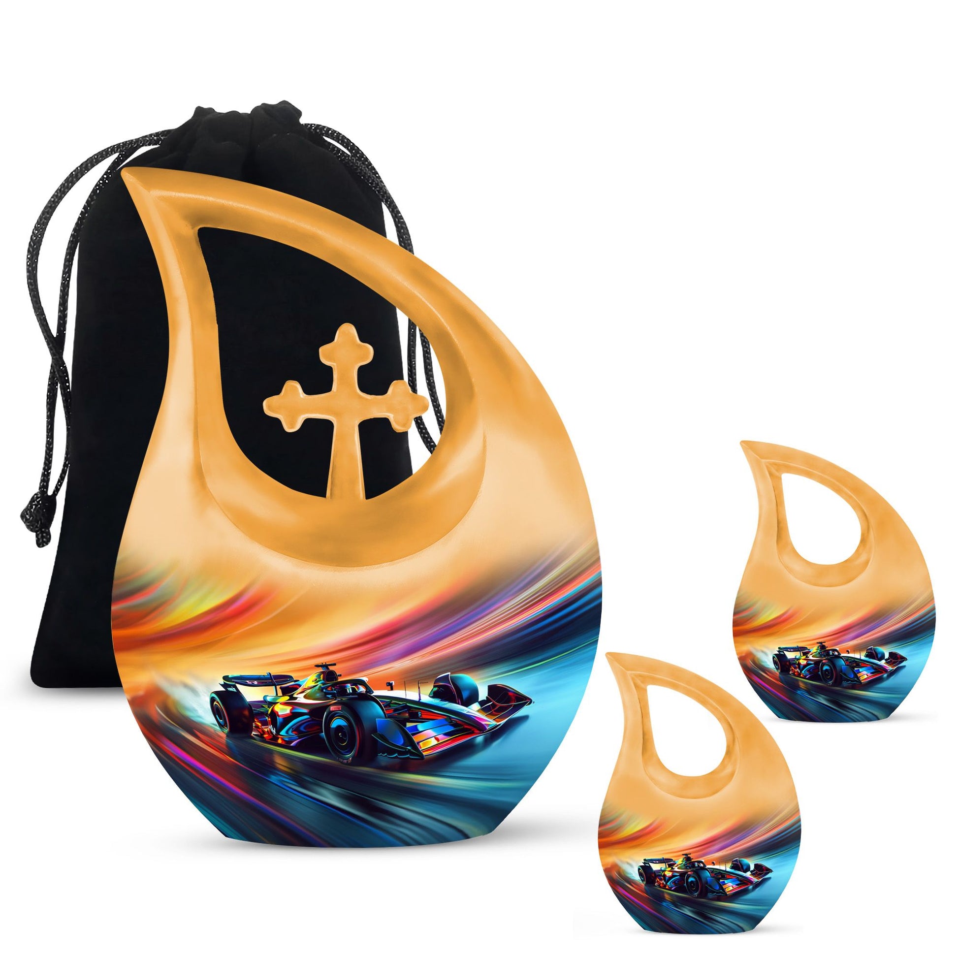 10-inch Color Swirl Speed Aluminium Cross Drop Memorial urn
