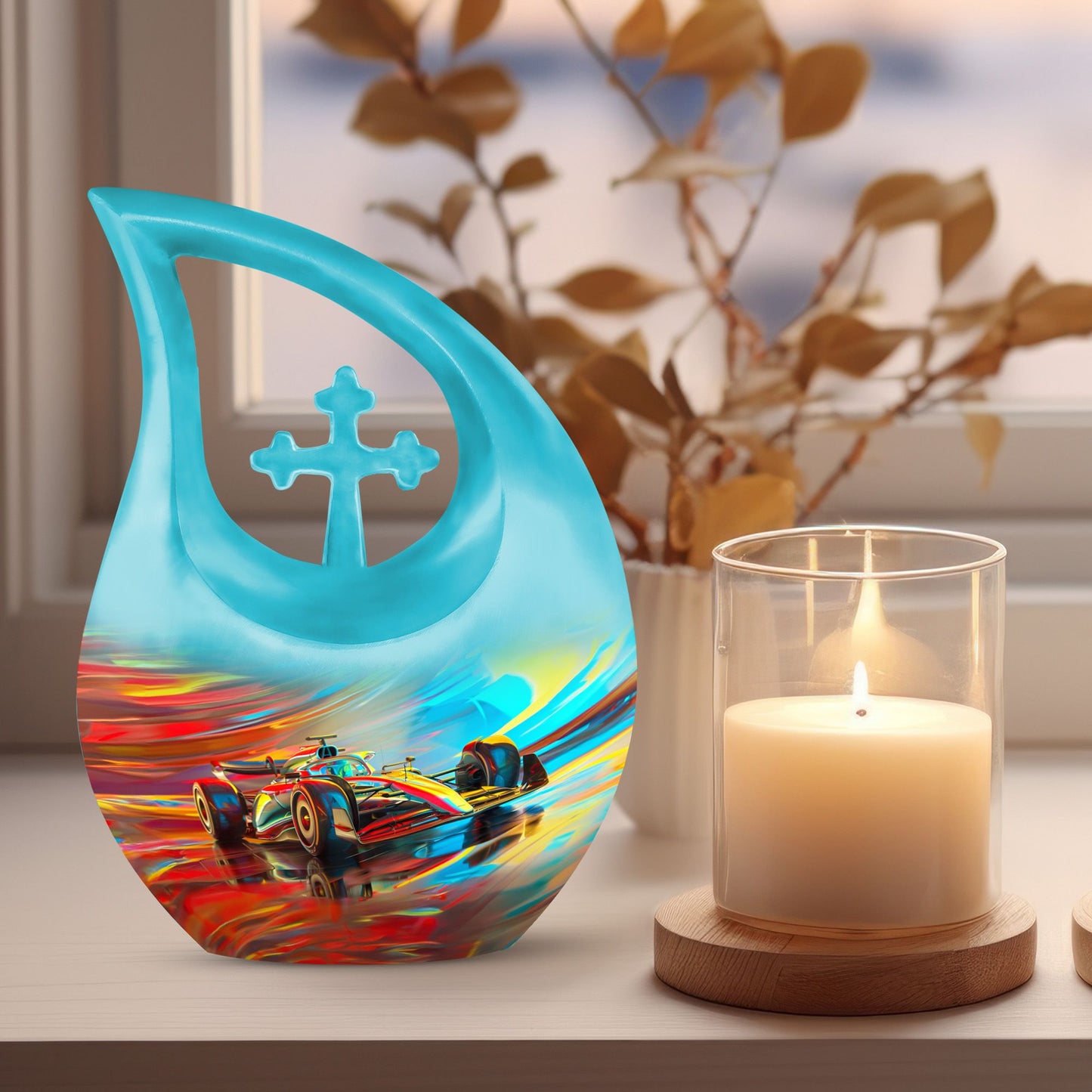 10-inch Abstract Racing Dynamics Urn 